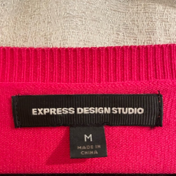 Express Pink Button Up Sweater Cardigan Top, Jewel Buttons, Size Medium - Picture 12 of 16